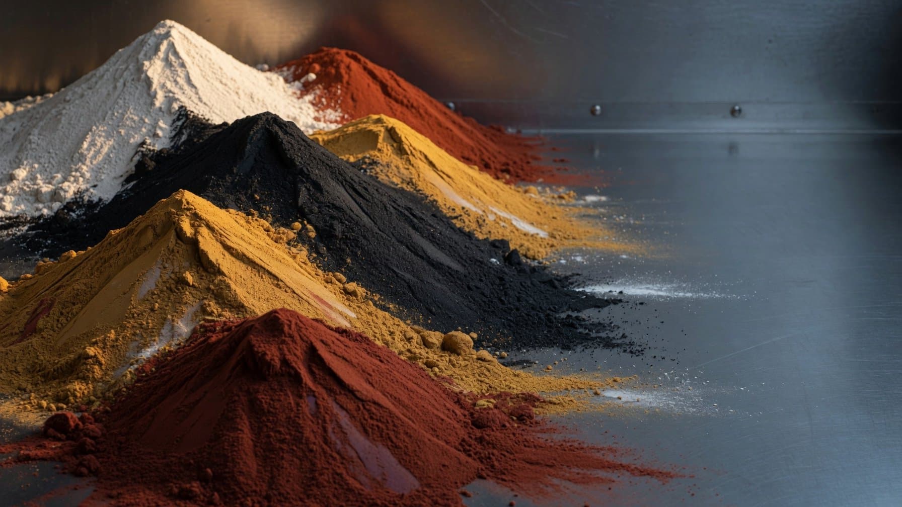 Sculptural industrial mineral powders